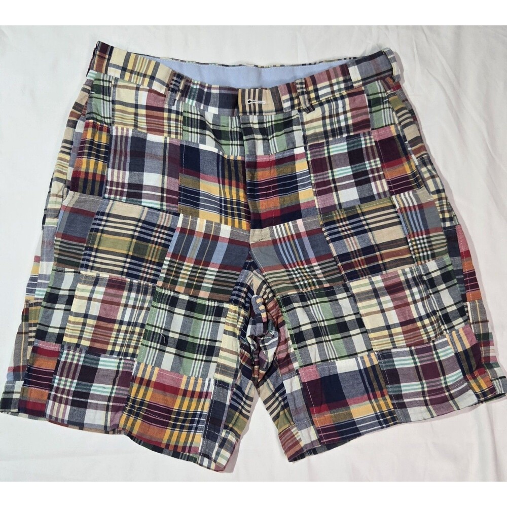 Brooks Brothers 346 Madras Patchwork Shorts M 33 Multicolor Plaid Cotton Preppy